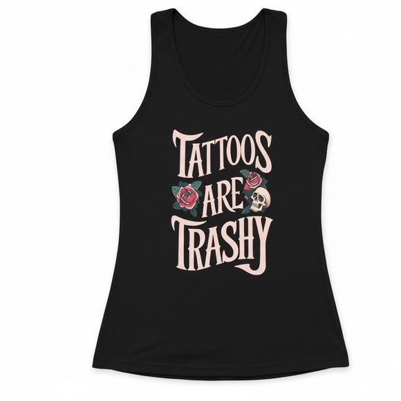 Boutique Tops - Tattoos Are Trashy Graphic Tank Top Women’s Large Goth Alt